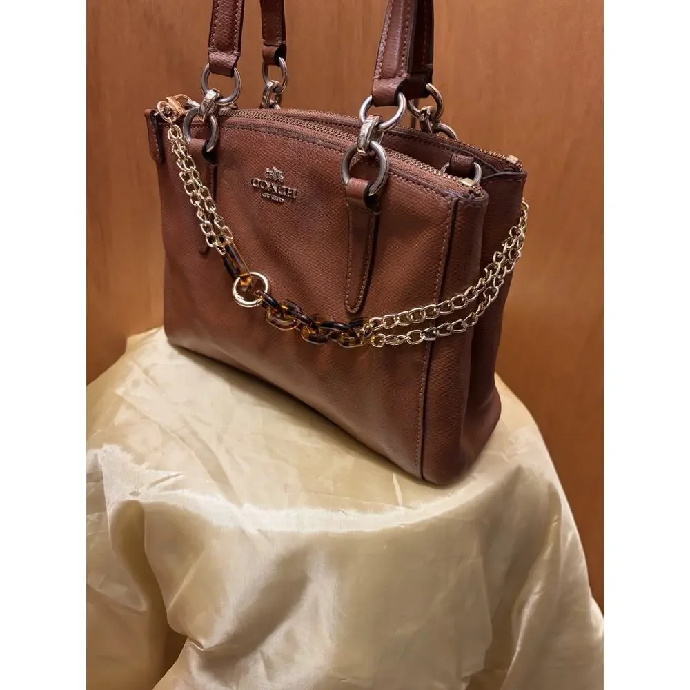 Coach - Christie Carryall Saddle Gold Two Way Handbag With strap & Charm - Picture 7 of 14